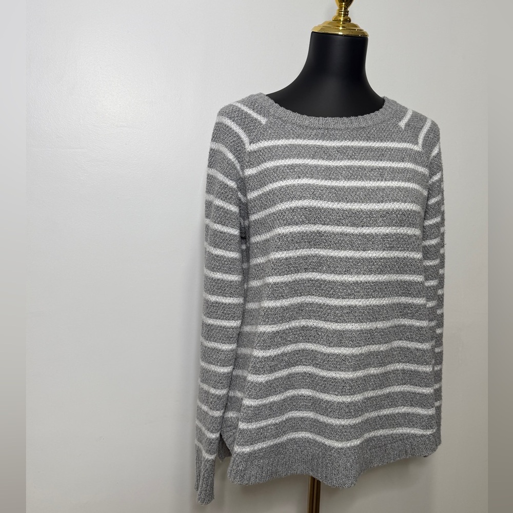 Gray and White Striped Women’s‎ Sweater